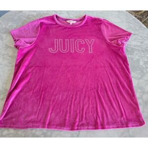 Juicy Couture Pink Velour Rhinestone Logo Sleep Shirt Plus Size 1X Y2K 9599-47